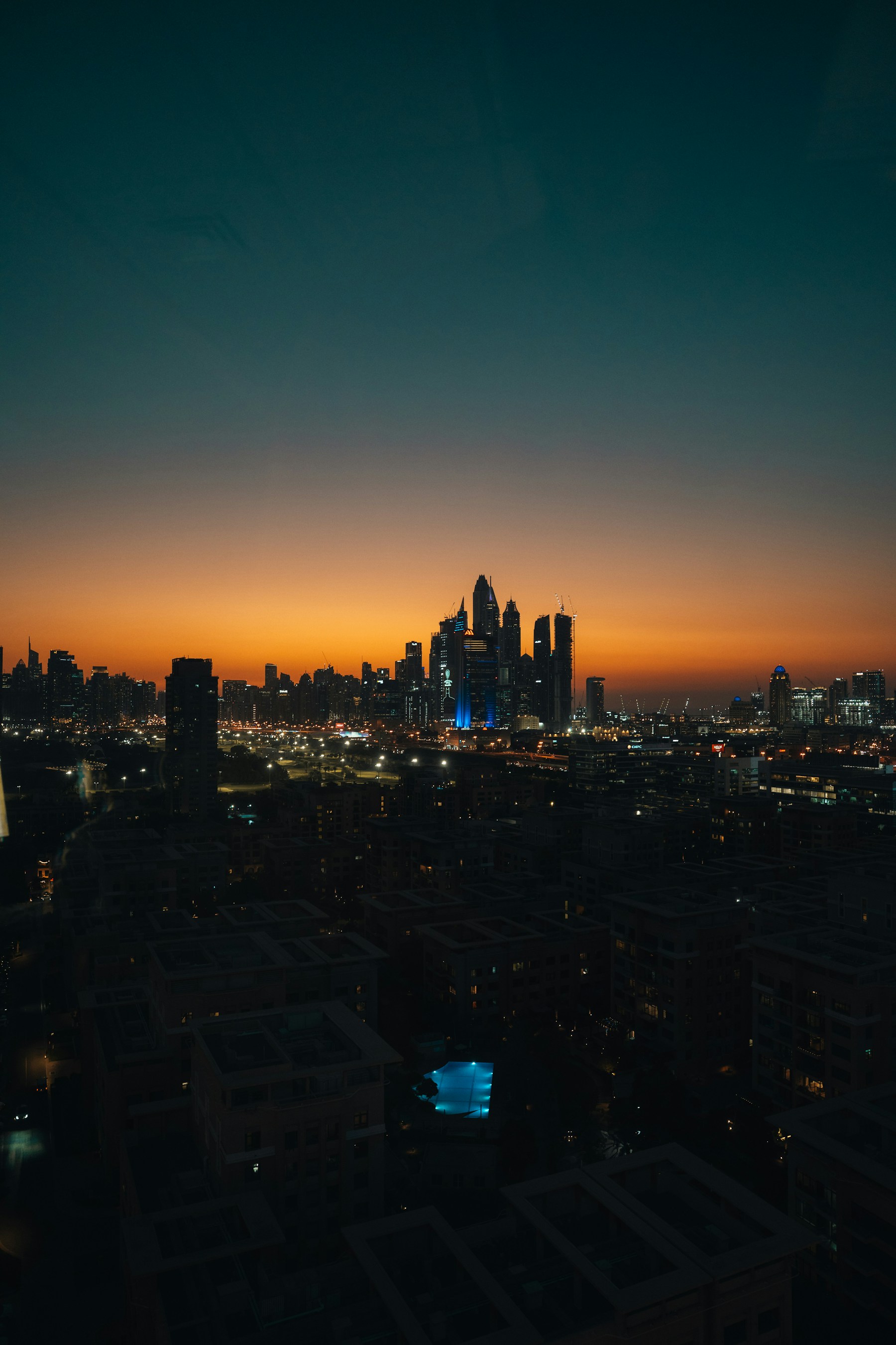 Dubai skyline at sunset